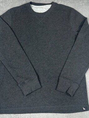 Eddie Bauer Men's Thermal Shirt Gray Waffle Knit Long Sleeve Crew Neck Size S